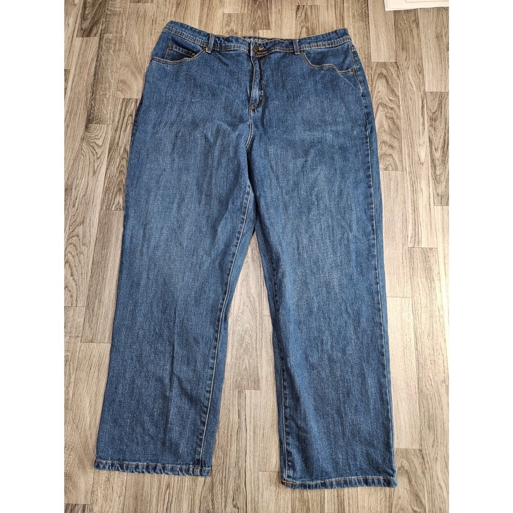 Catherines Slimmer Classic Jeans Women 22W Blue Straight Leg Stretch Denim